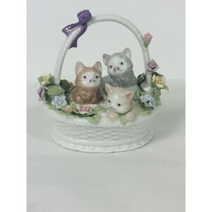 2005 Royal Albert 3 Kittens In A Basket Plays Fur Elise No‎ Defects